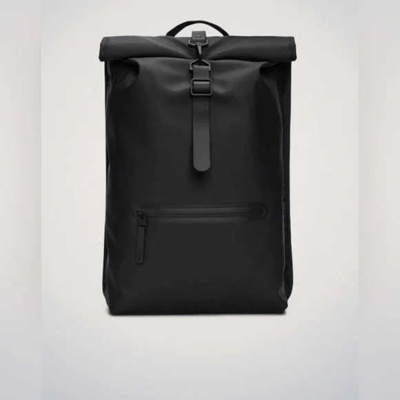 Rains Rolltop Backpack (Rucksack) in Black - Picture 3 of 6